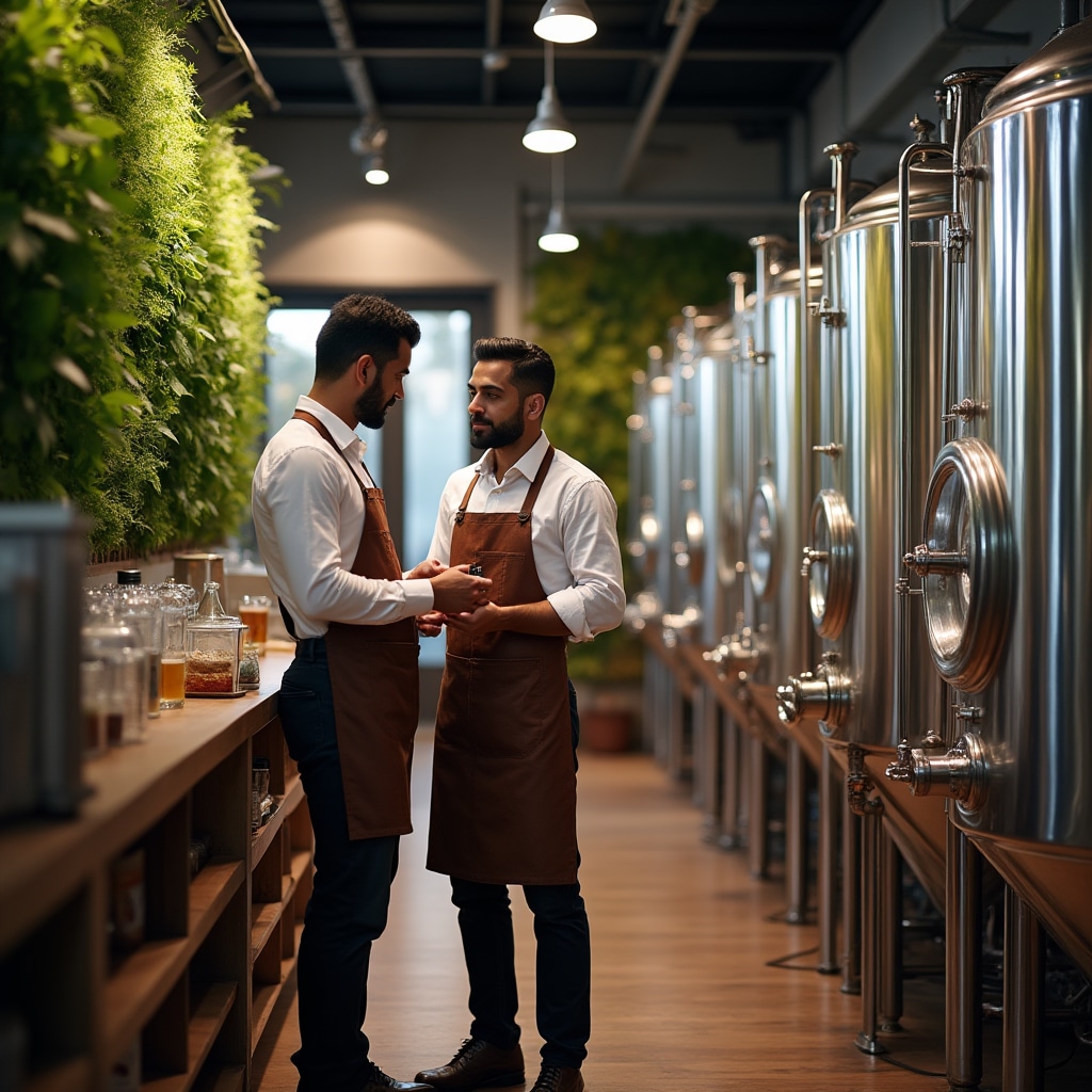 Professional brewing equipment in modern microbrewery