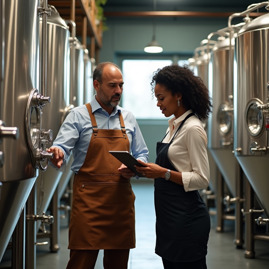 Hands-on commercial brewing training session